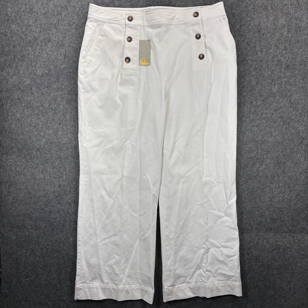 Boden Runswick Sailor Trouser Wide Leg Pants Women's 14 White High Rise New